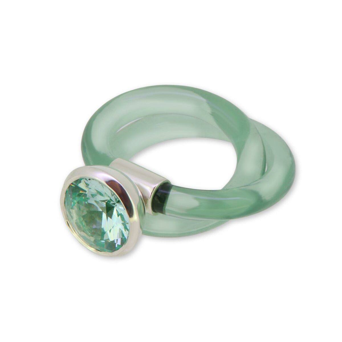 Ring Dakini klein 925 Silber Zirkonia mint - Monika Seitter - 425seit09-2