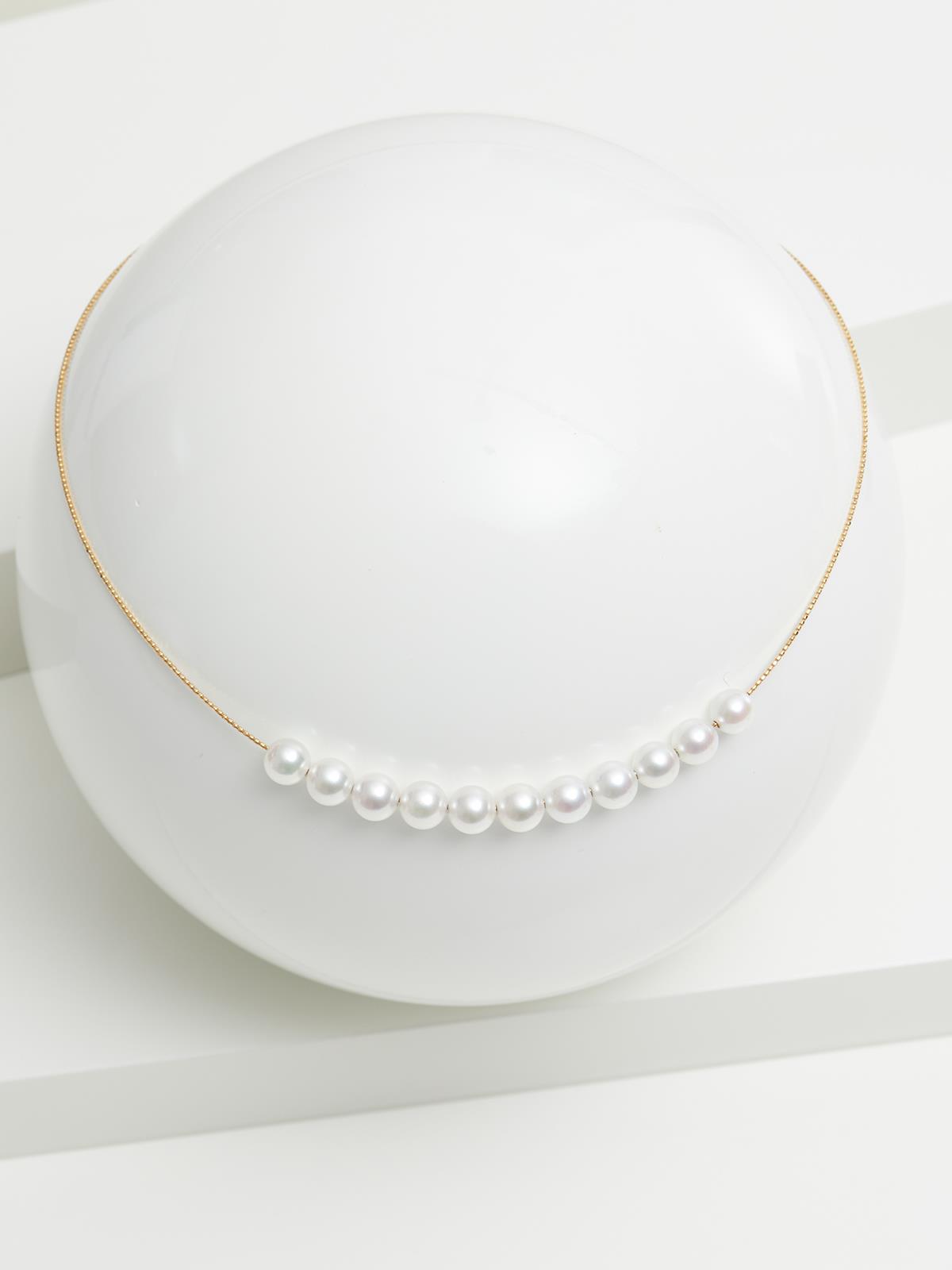 Halsreif 18K Gelbgold Akoyaperlen - Yana Nesper - NB12