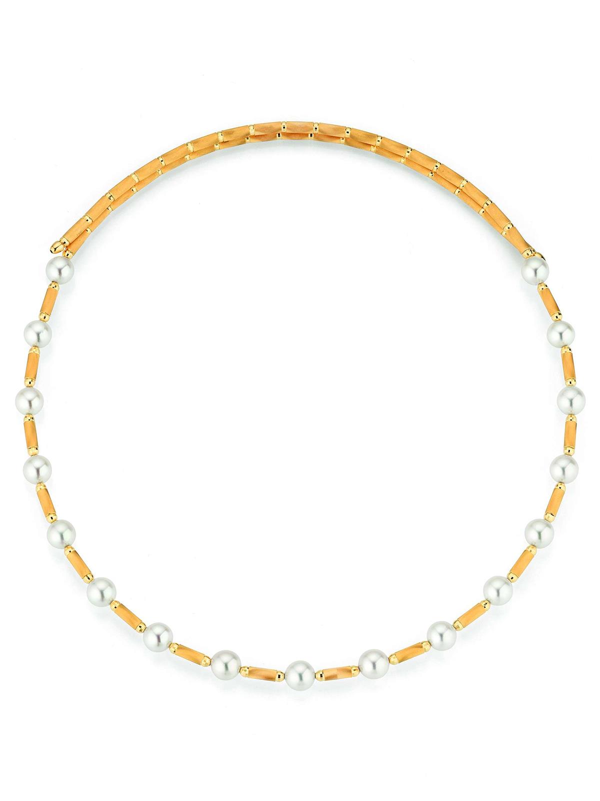 Halsreif Silk Magnet 18K Gelbgold Akoyaperlen - Yana Nesper - SM16