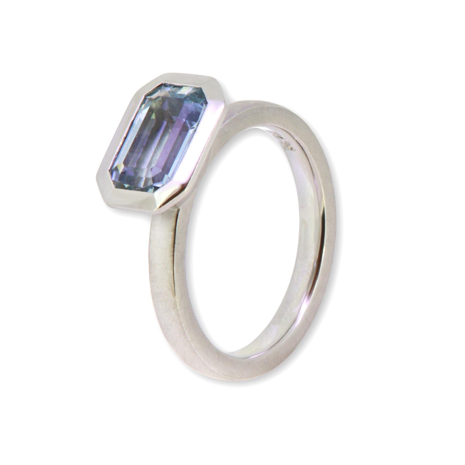 Ring Aquamarin Emerald Cut 18K Weißgold - Individuelle Marken - 01655-000