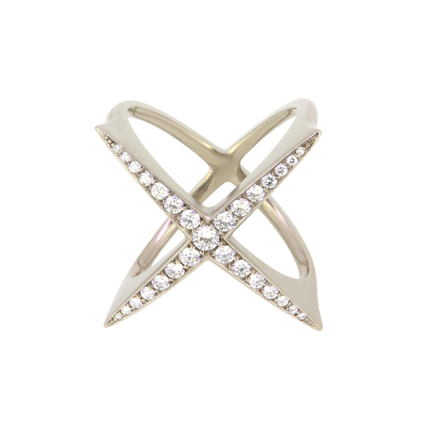 Kreuzring 18K Weißgold Diamanten - Angela Hübel - 425hueb01-1