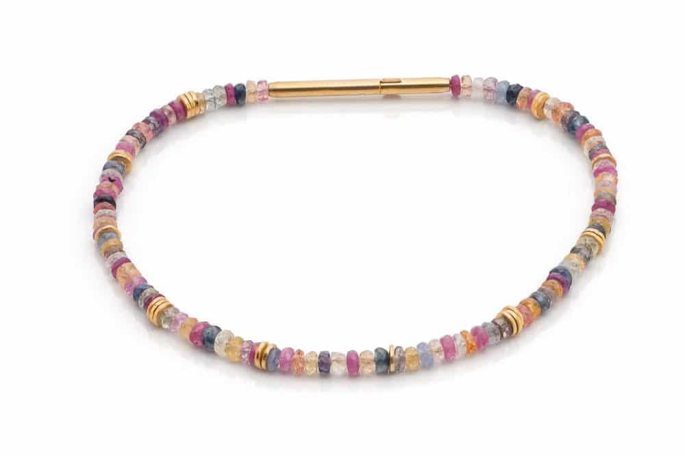 Armschmuck Safir bunt 925 Silber vergoldet - SIS Design - B-19-14310go