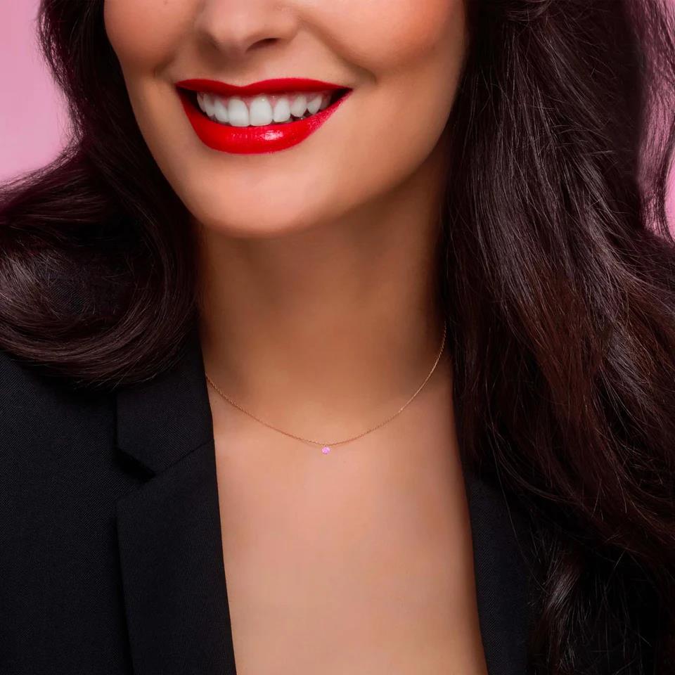 Kette Mini Confetti Saphir pink 18K Roségold - La Brune et La Blonde - CL0130PGSA
