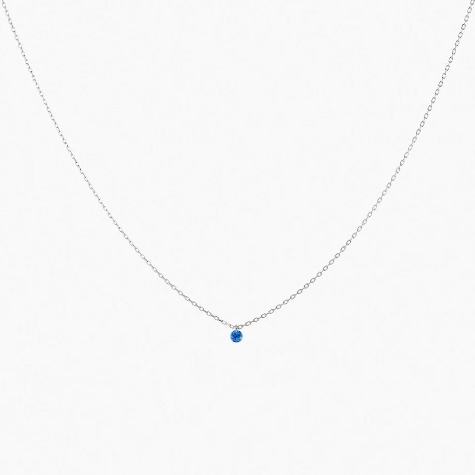 Kette Mini Confetti Saphir blau 18K Weißgold - La Brune et La Blonde - CL0134WGSA