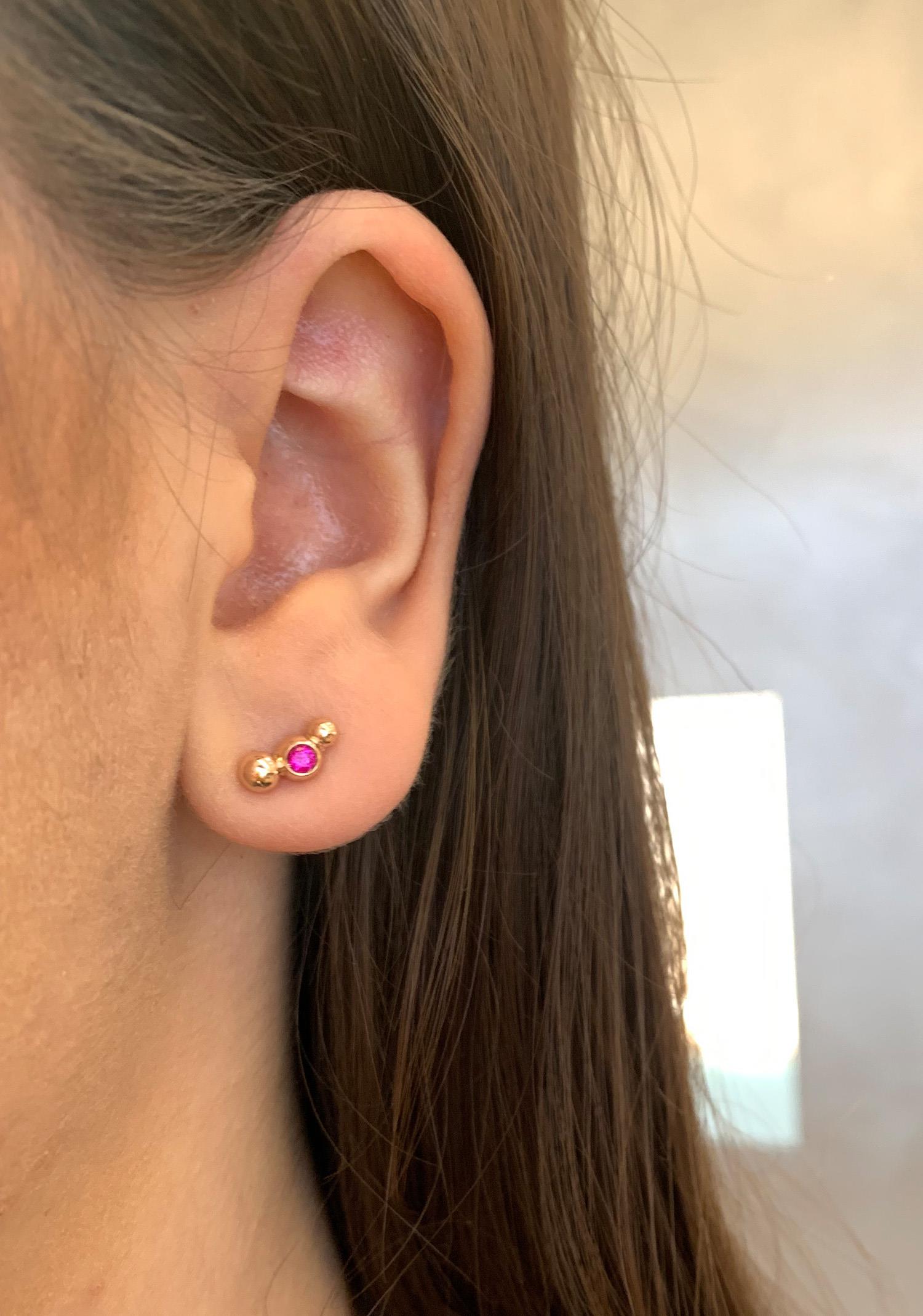 Einz. Ohrstecker Bollicine Rubin 9K Roségold - Dodo - DHC3002_Bolli_RU09R