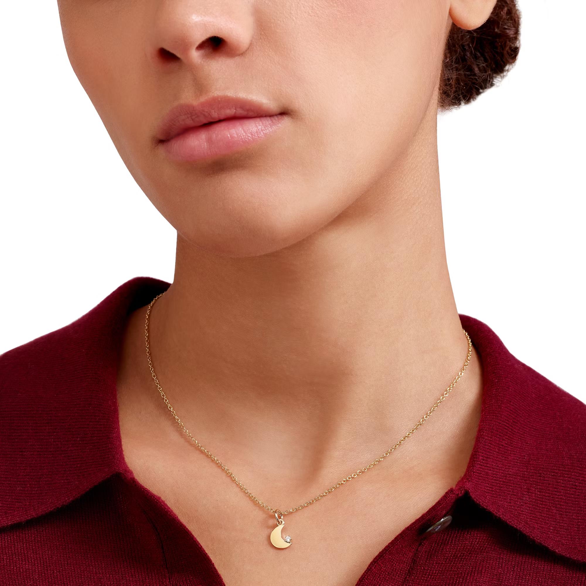 Anhänger Moon weißer Diamant 9K Gelbgold - Dodo - DMC5018MOONSDB09G