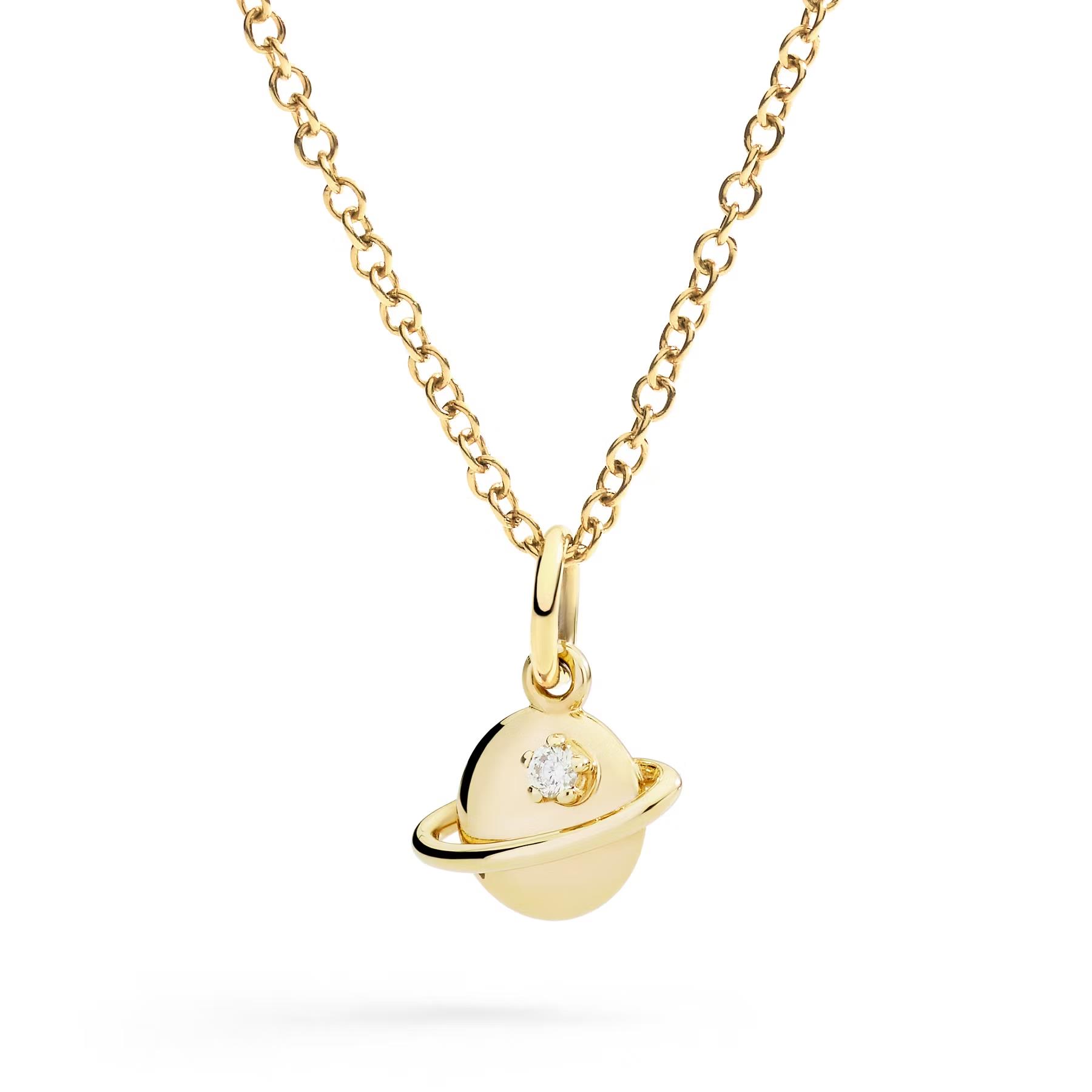 Anhänger Planet weißer Diamant 9K Gelbgold - Dodo - DMC5019UNIVEDB09G