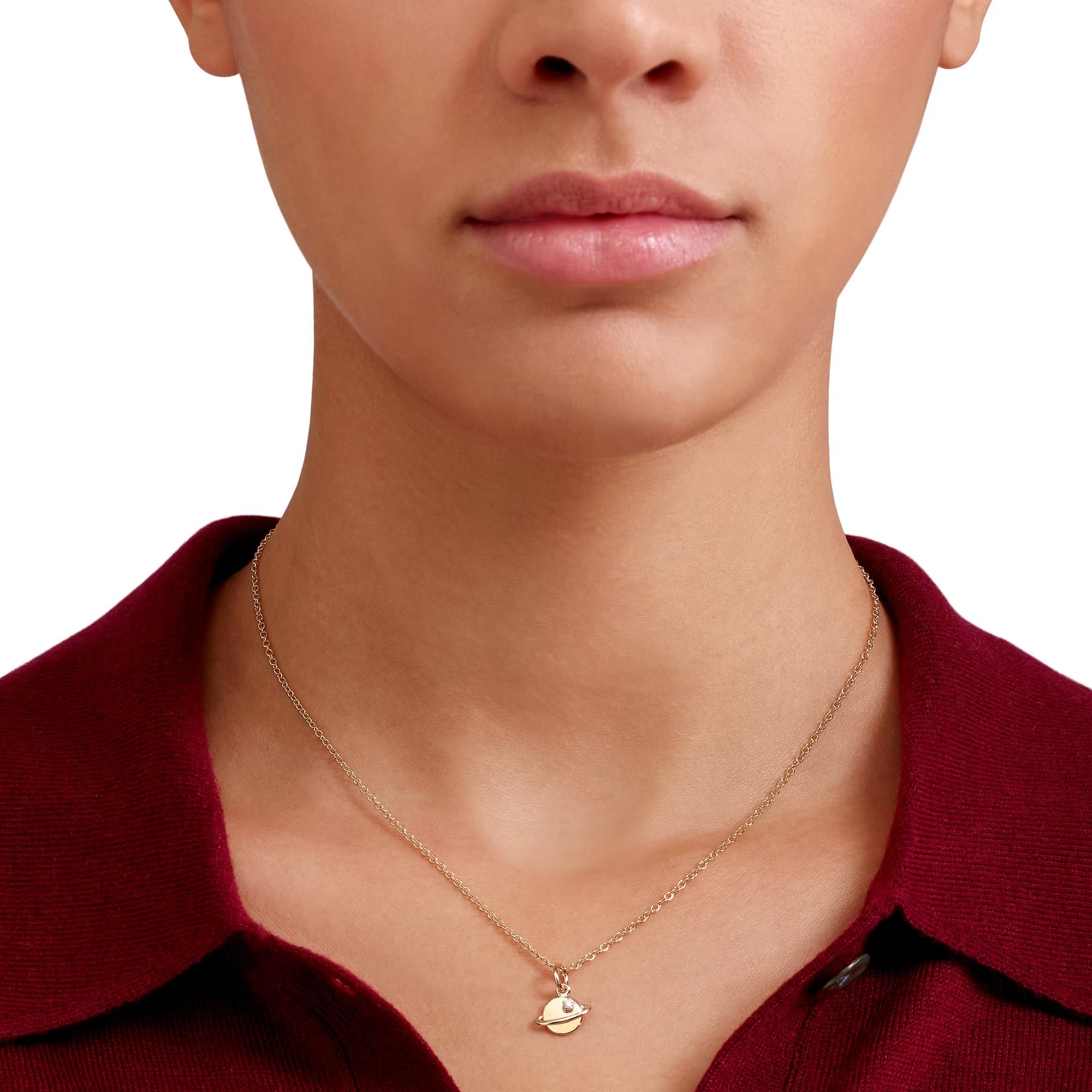 Anhänger Planet weißer Diamant 9K Gelbgold - Dodo - DMC5019UNIVEDB09G