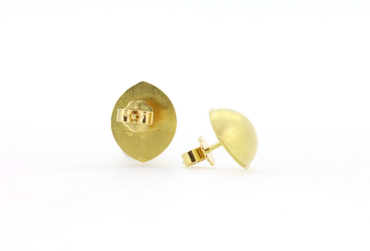 Ohrstecker Blatt 18K Gelbgold - Autoren Schmuck - OB11