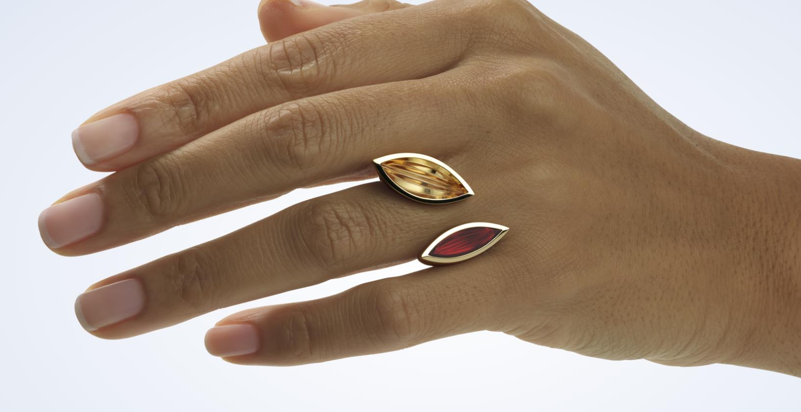 Ring Regatta 2 Citrin Granat 18K Roségold - Angela Hübel - 3171