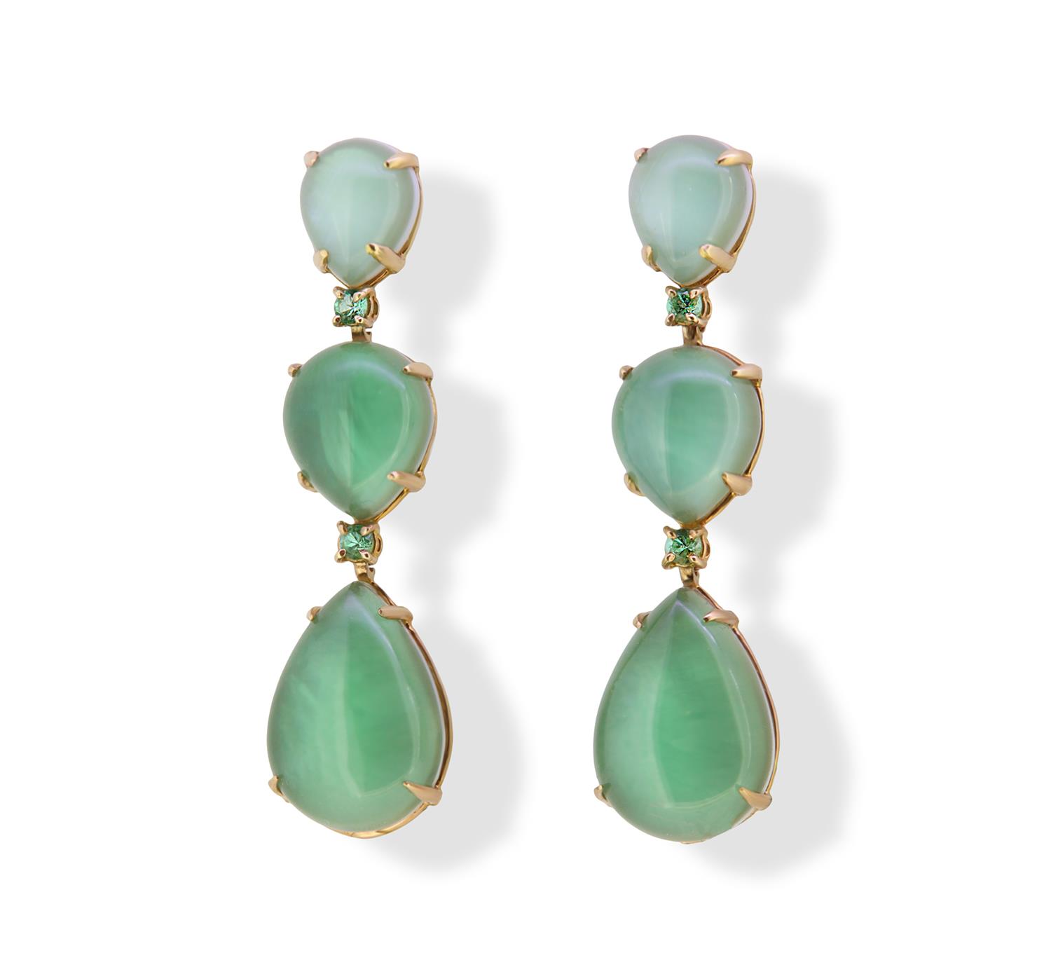 Ohrschmuck güner Quartz und Tsavorit 18kt Roségold - GalerieVoigt - OR-5-402