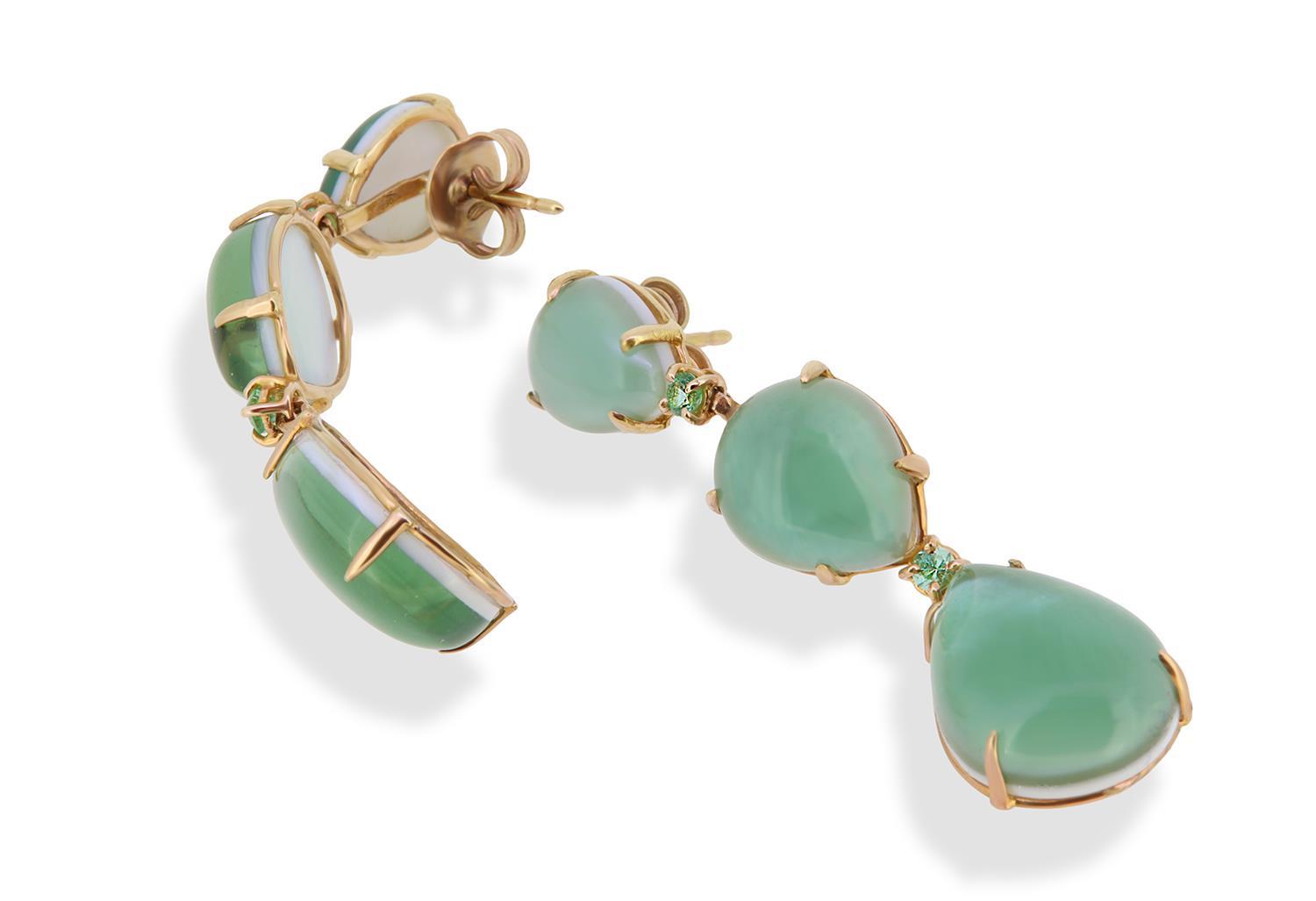 Ohrschmuck güner Quartz und Tsavorit 18kt Roségold - GalerieVoigt - OR-5-402