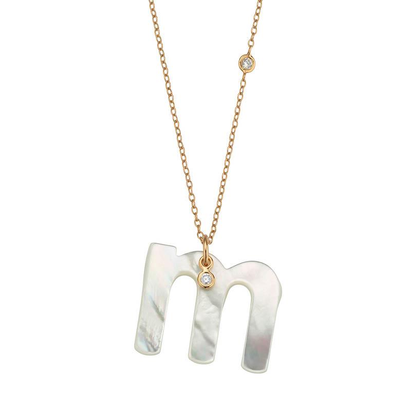 Kette Buchstabe M Perlmutt 18K Roségold - Gellner - 2-81713-13