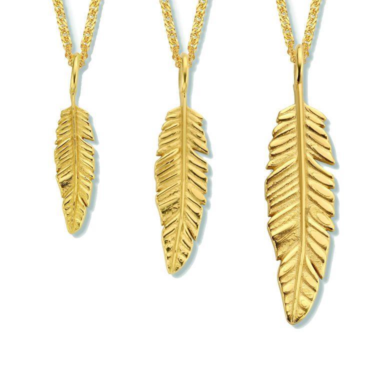 Anhänger Feder 18K Gelbgold - Minitials - 2-FM-yg