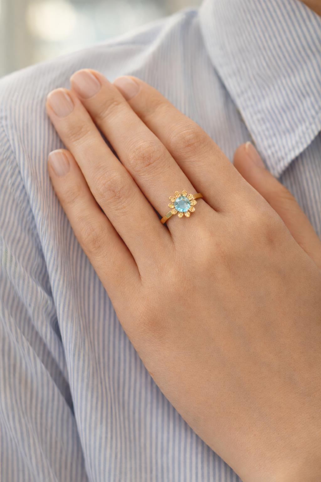 Ring Sprite 8mm Topas blau 18K Roségold - Bron - 8RR4589BT