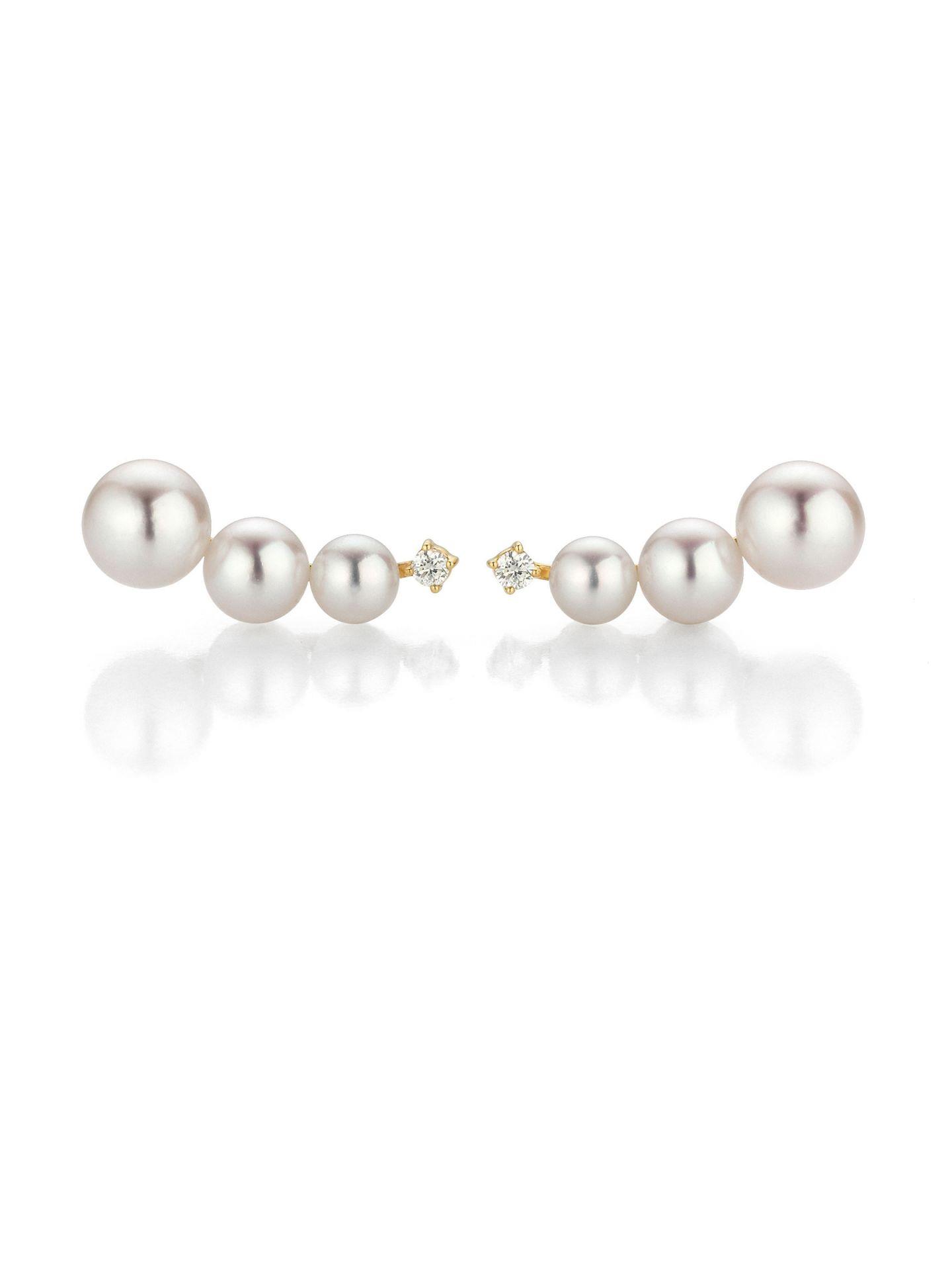 Ohrstecker Akoya Perlen Diamanten 18K Gelbgold - Yana Nesper - AT31