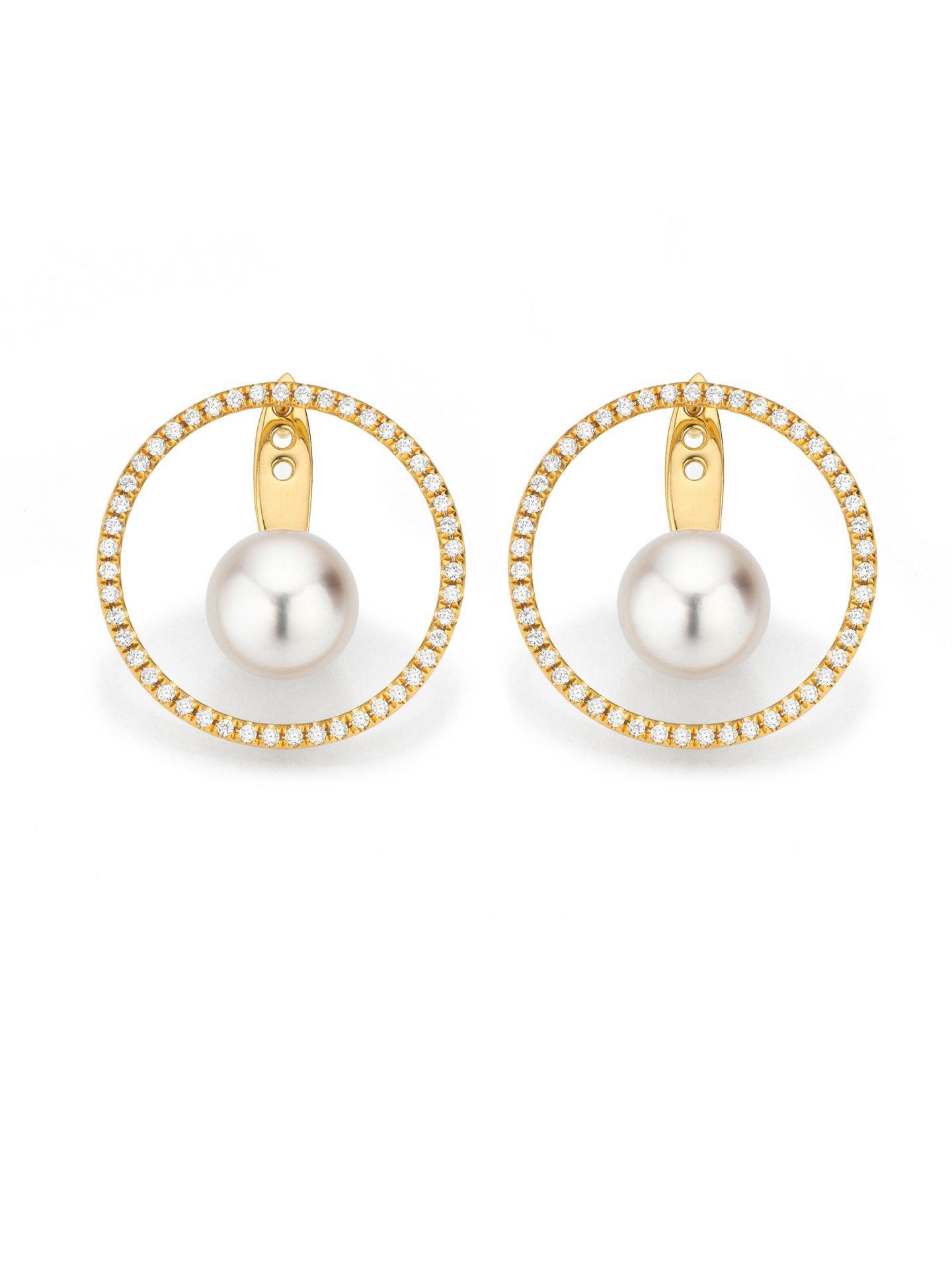 Ohrringe Diamanten Akoyaperlen 18K Gelbgold - Yana Nesper - AT37