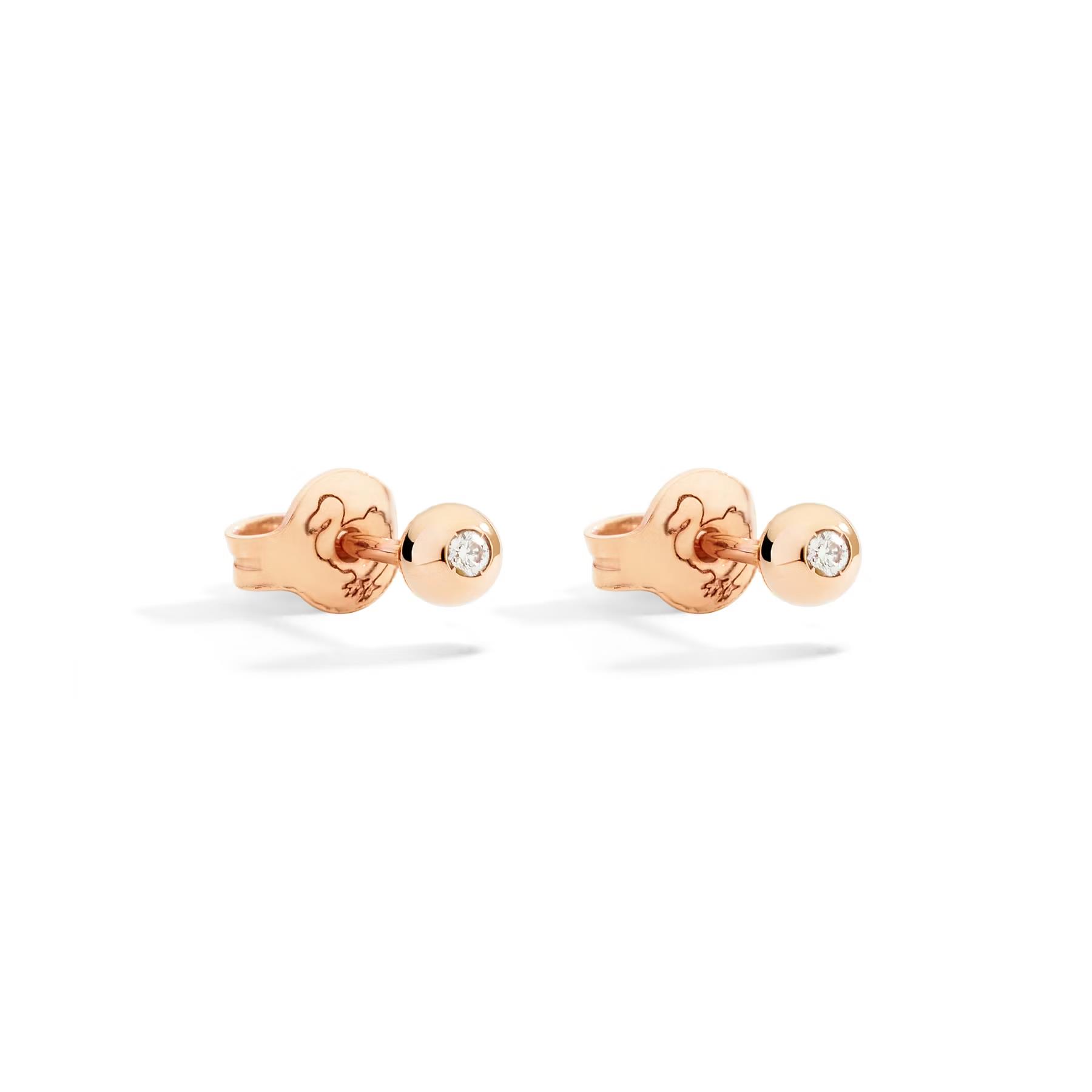 Paar Ohrstecker Bollicine Diamant 9K Roségold - Dodo - DOC5030BOLLIDB09R