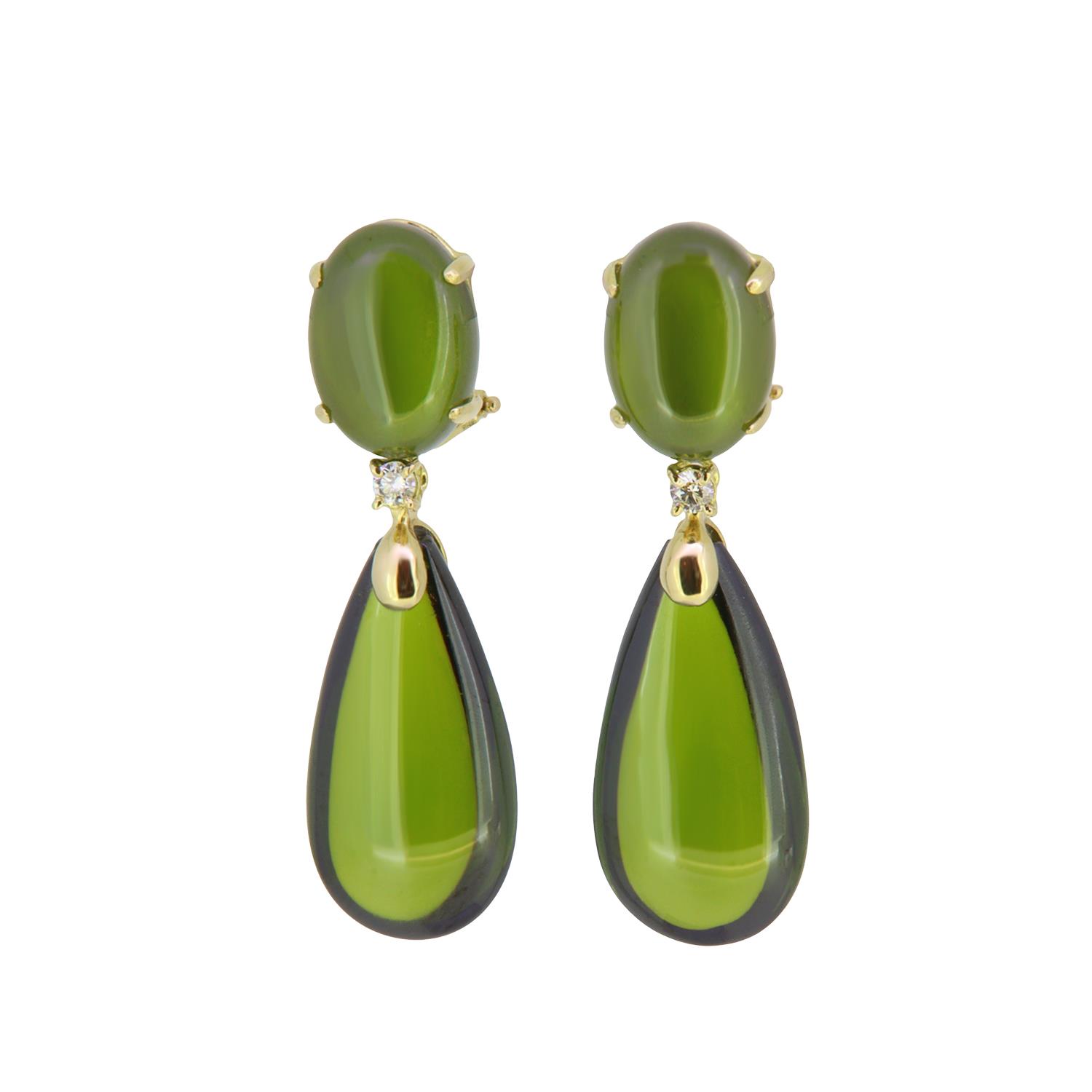 Ohrringe Olive Quarz Hydro Diamanten 18K Gold - Individuelle Marken - O-DAILY-14s-008