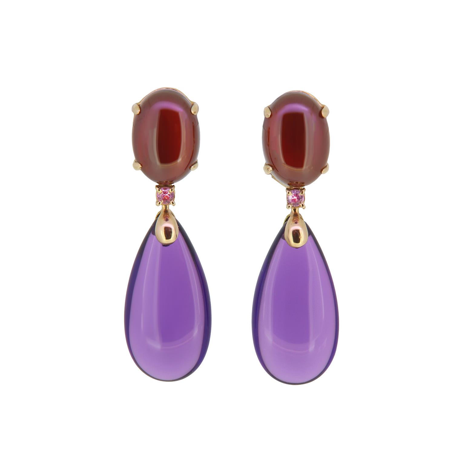 Ohrringe Granat Amethyst Hydro 18K Gold - Individuelle Marken - O-DAILY-14s-026