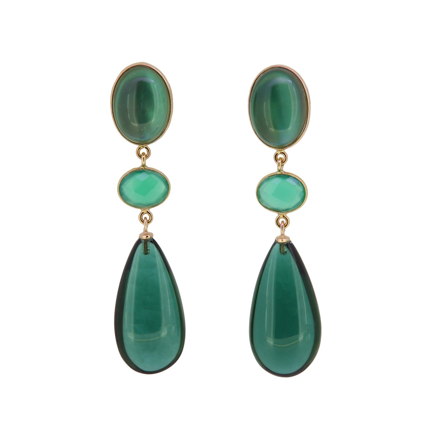 Ohrringe Quarz grün Onyx grün 18K Gold - Individuelle Marken - OR-6-348
