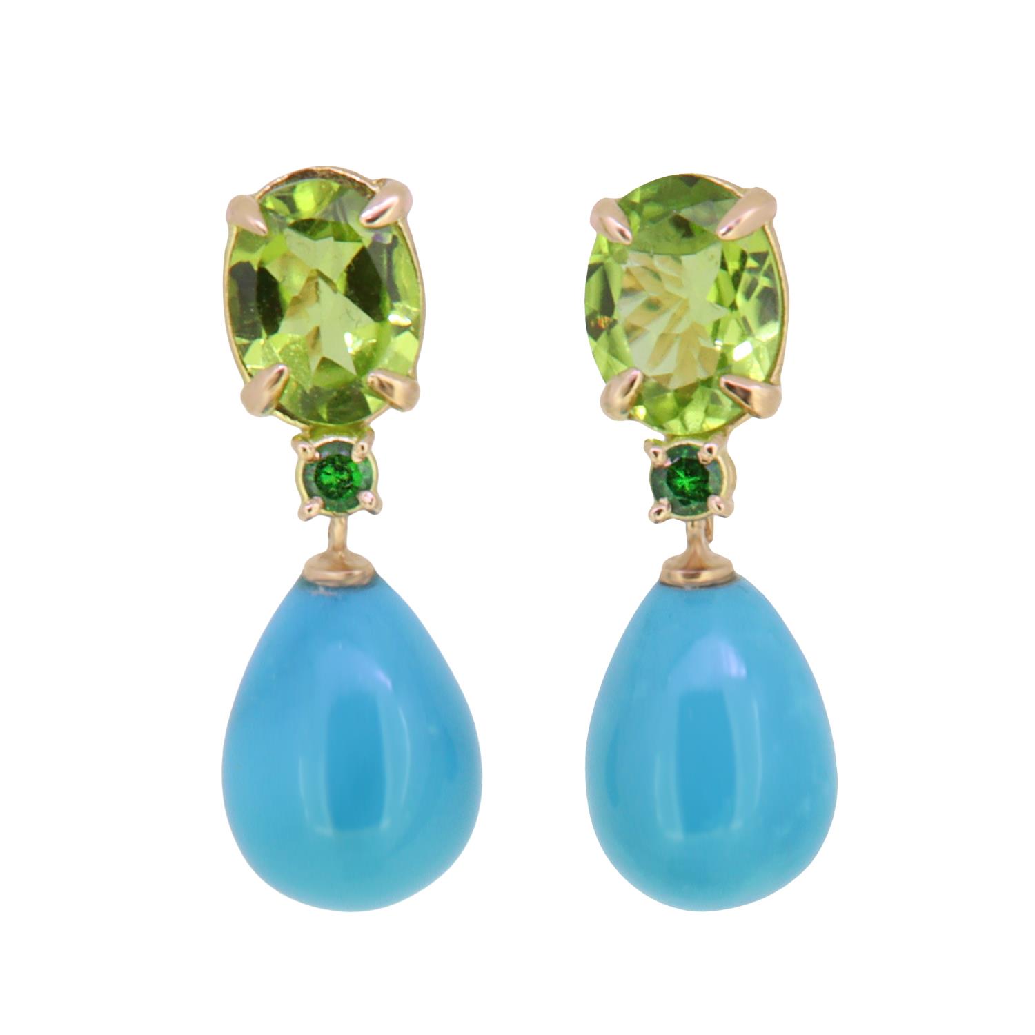 Ohrringe Peridot Türkis Tsavorit 18K Gold - Individuelle Marken - OR-PETITE2-O-011