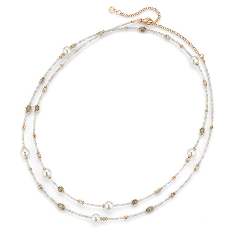 Collier Castaway Diamanten grau Akoya Nova Roségol - Gellner - 5-25057-01