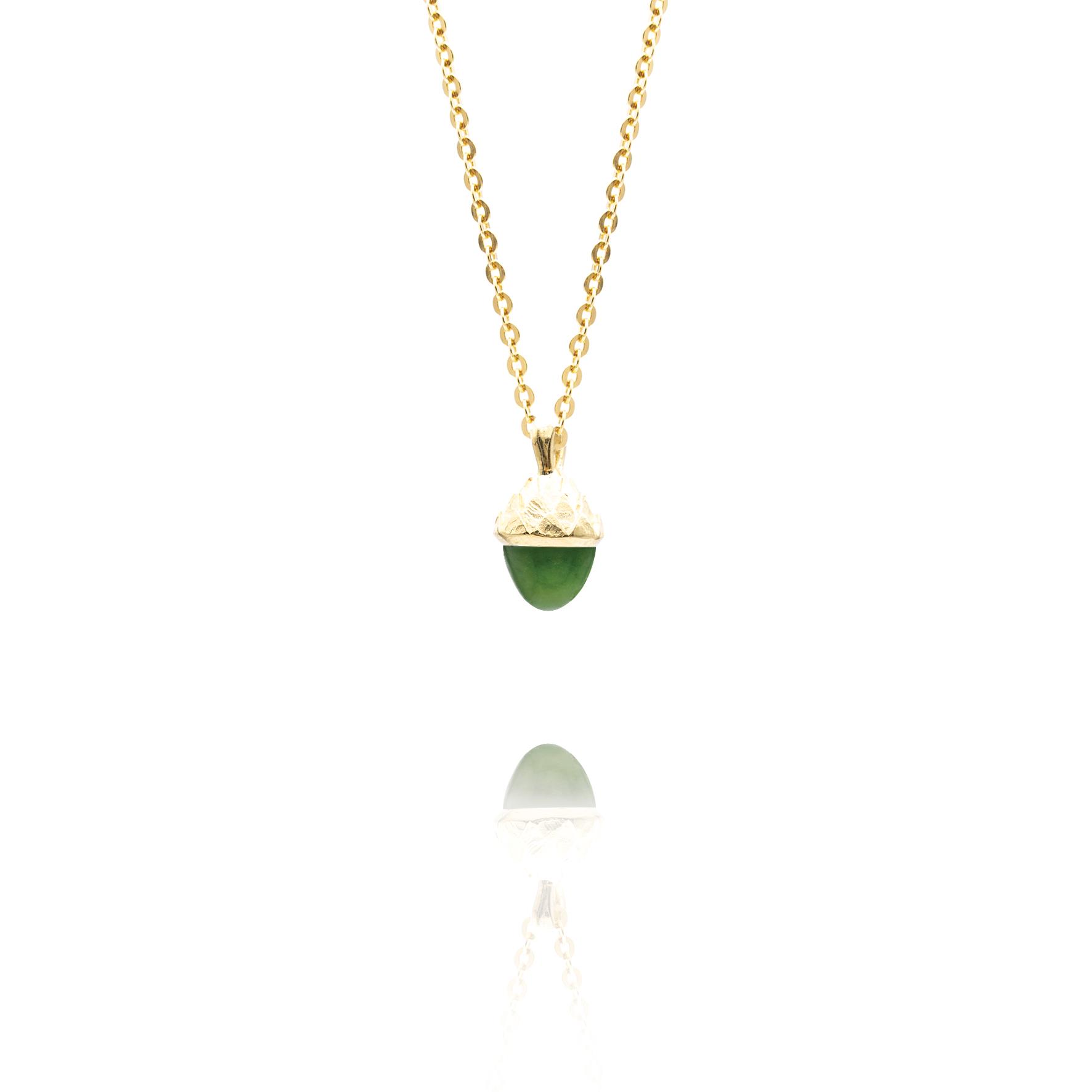 Kette Black Forest Silber goldplattiert Jade - Noen - 94217
