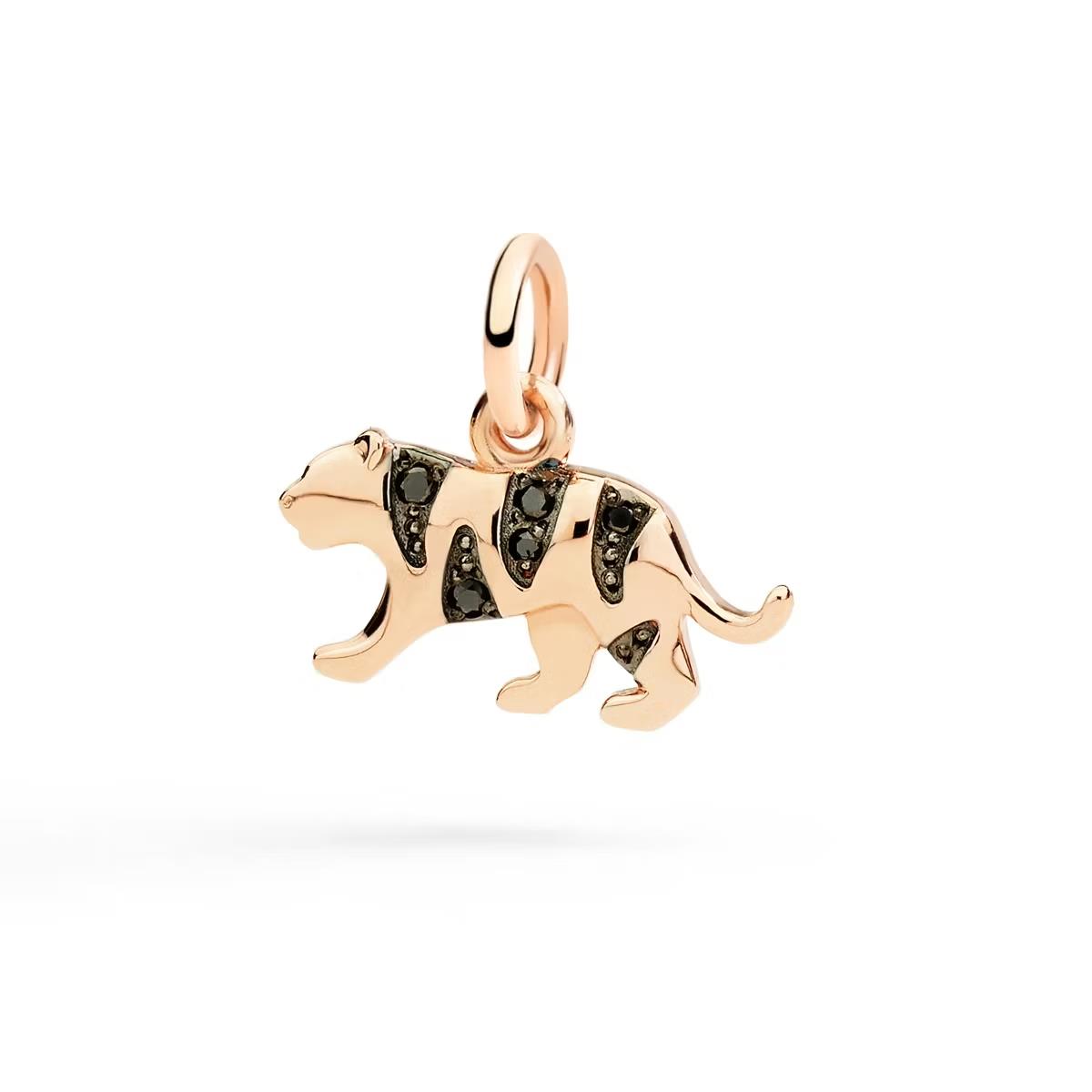 Anhänger Tiger 9K Roségold schwarze Diamanten - Dodo - DMC6028TIGERDBK9R