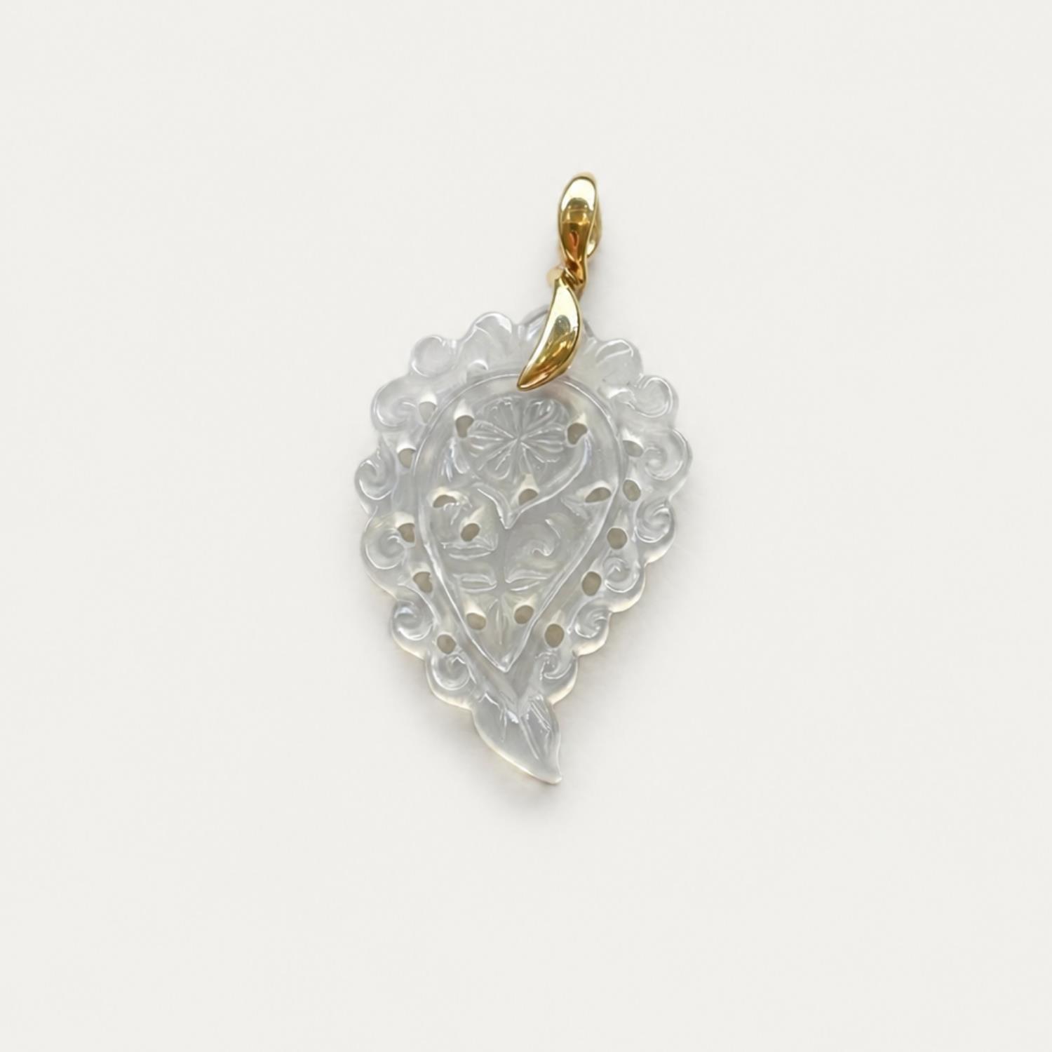 Anhänger India Leaf Achat 18K Roségold - Tamara Comolli - P-IND-s-Gre-rg