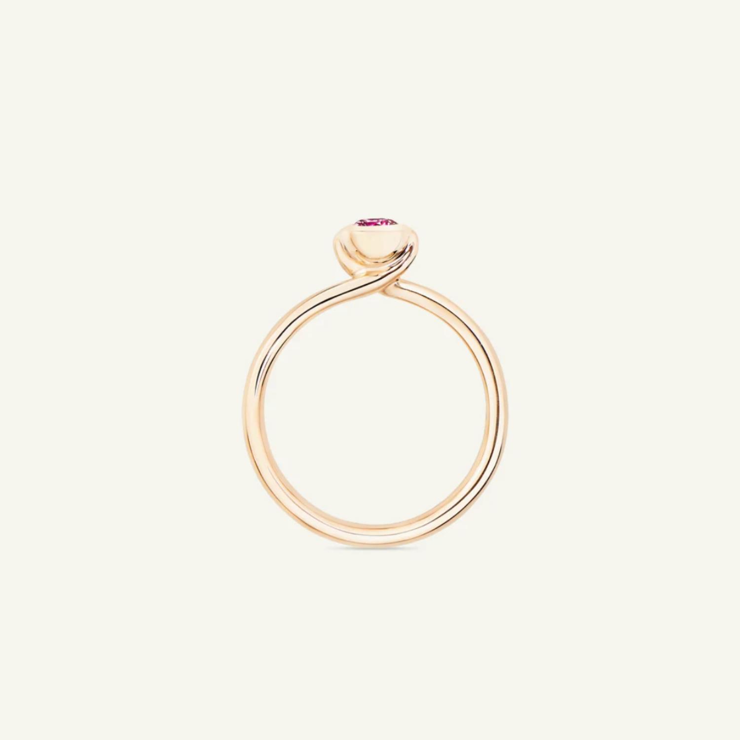 Ring Bouton Solitaire Spinell pink Roségold - Tamara Comolli - R-BOU-Sol-Spi-rg