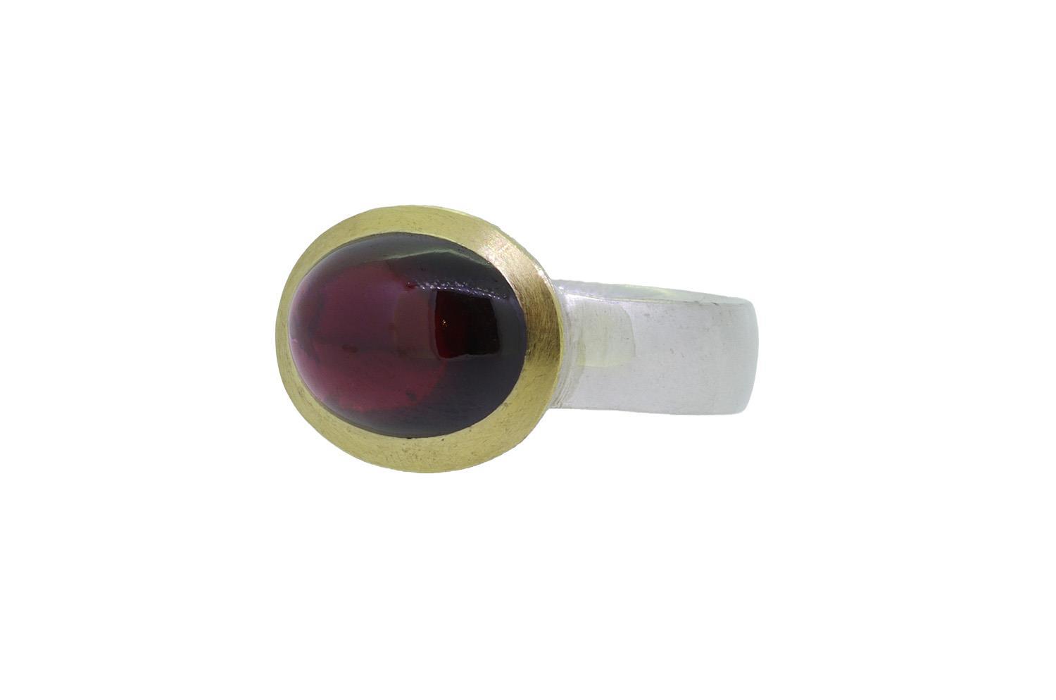 Ring Granat 925 Silber teils goldplattiert - Individuelle Marken - 104