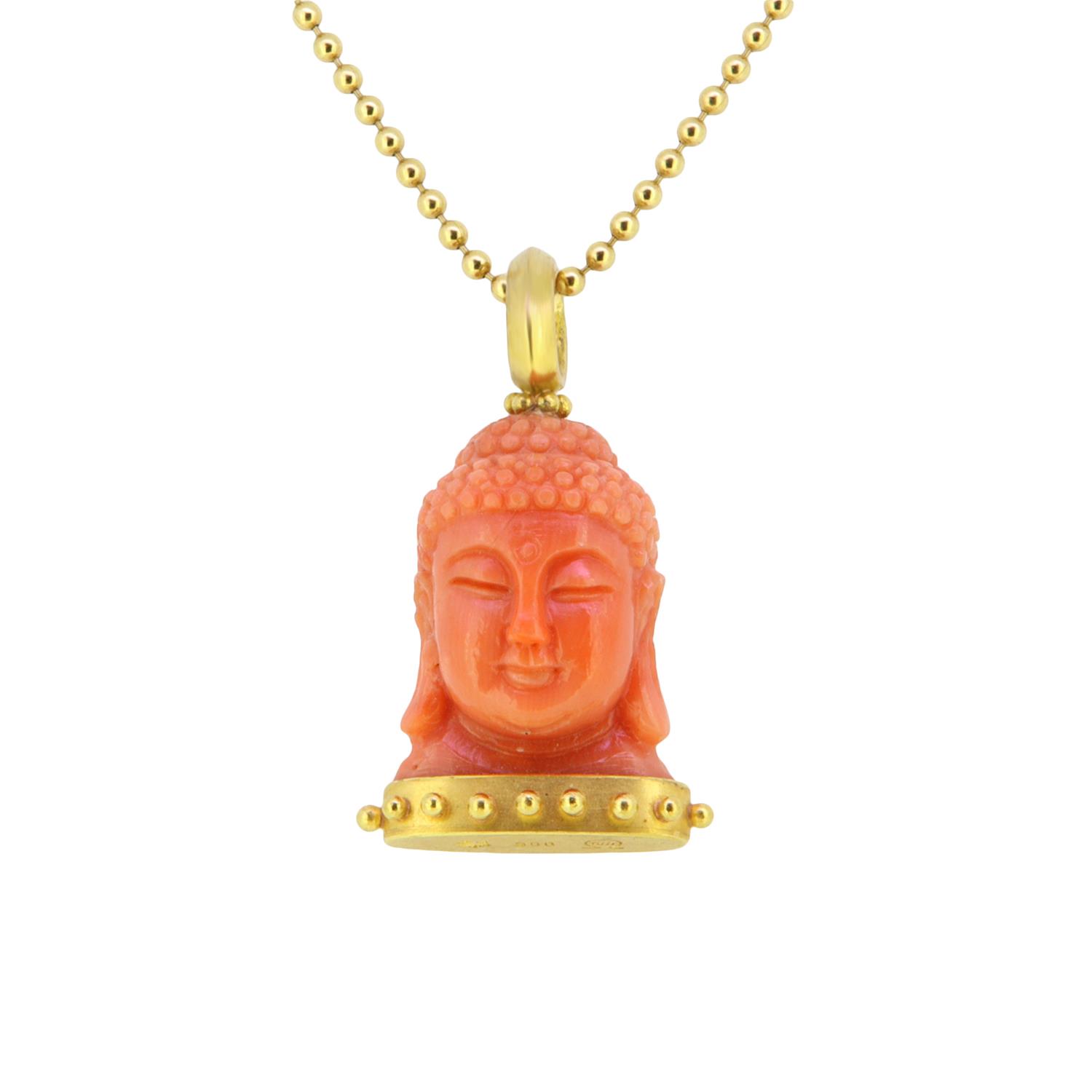 Anhänger Buddha Koralle 900 Gelbgold -  - 226dare04-4