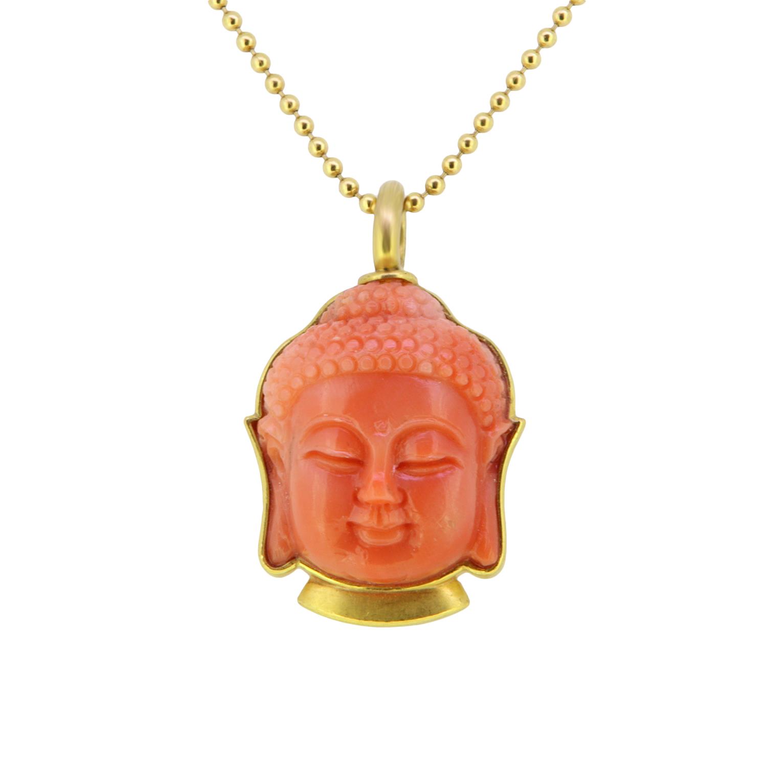 Anhänger Buddha Koralle groß 900 Gelbgold -  - 226dare04-5