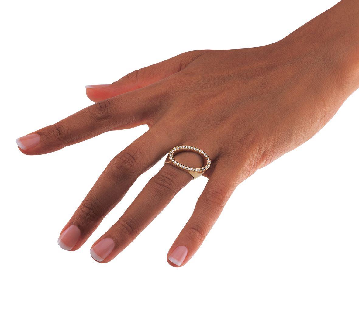 Ring Brillantoval schräg 18K Roségold - Angela Hübel - 3030