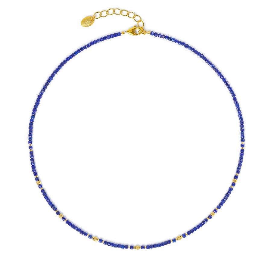 Halskette Cuseva Lapislazuli 925 Silber goldplatti - Bernd Wolf - 8100001236-V46