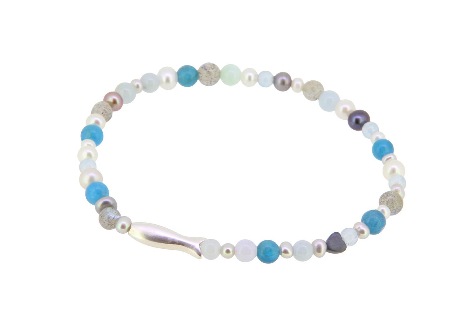 Armband Blautöne Minifisch 925 Silber - Sabine Scheuble - SS26nr3