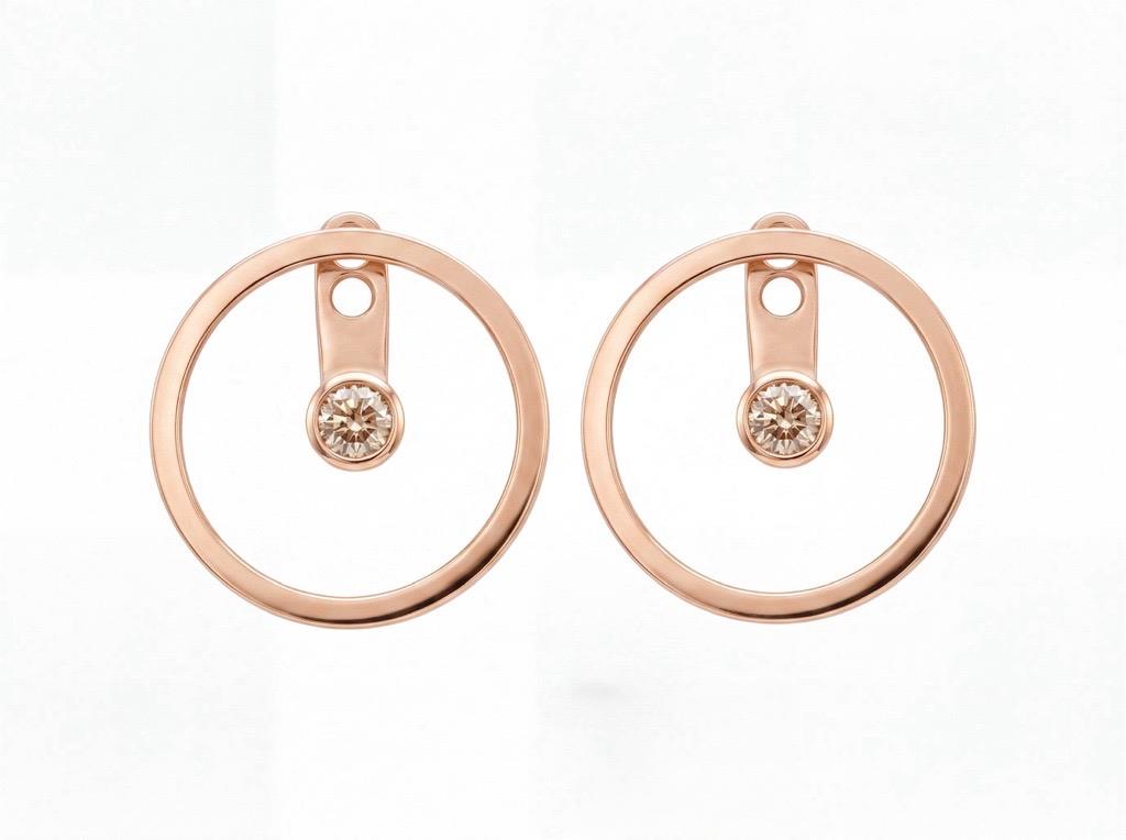 Ohrschmuck 18K Roségold 0,5ct Brillant Cognac - Angela Hübel - 5057rg