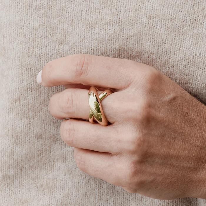 Ring Closed Cross 925 Silber gelbgoldplattiert - Noen - 92183