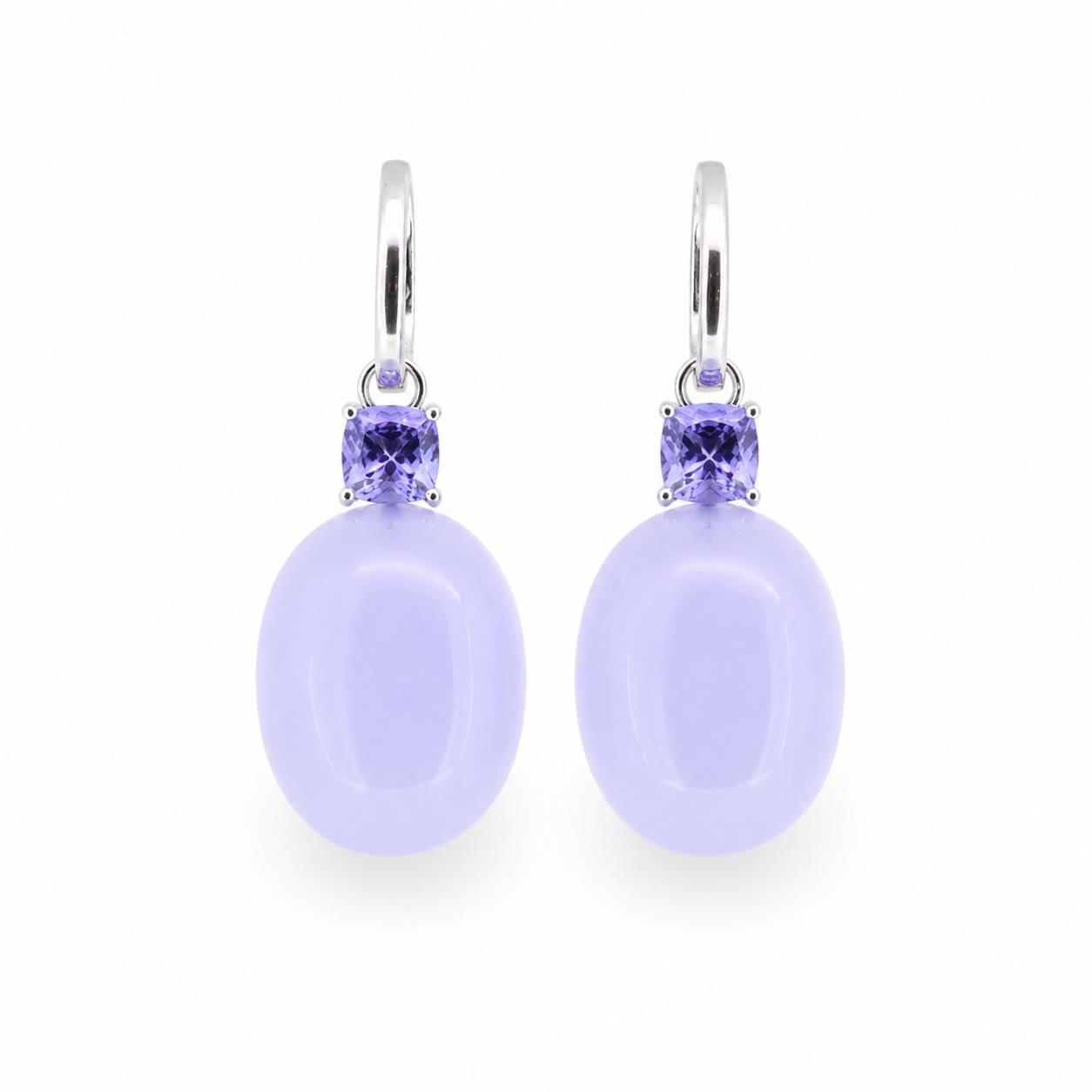 Einhänger Chalcedon 18K Weißgold Tansanit 2,11ct - Individuelle Marken - 290hoelz09-2
