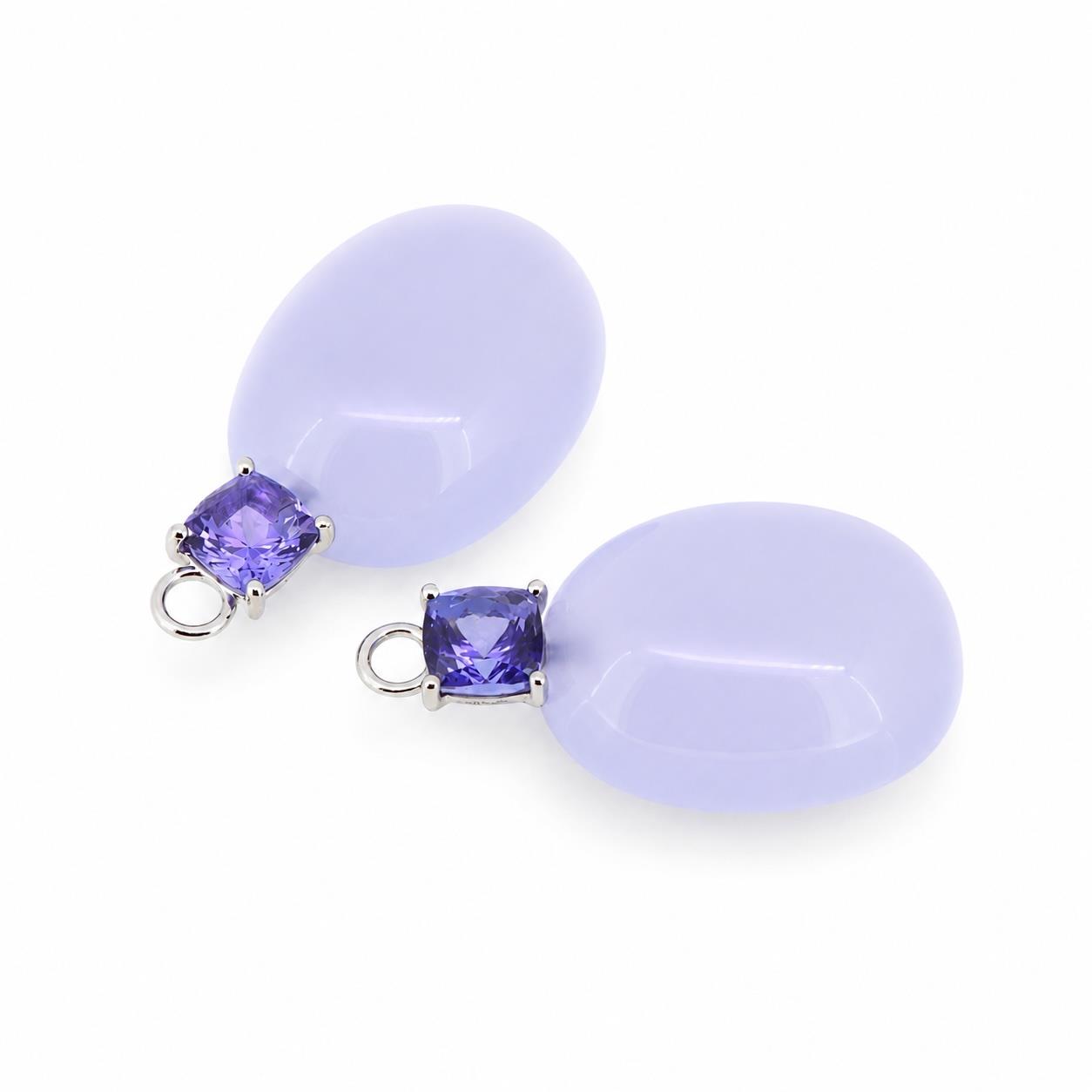 Einhänger Chalcedon 18K Weißgold Tansanit 2,11ct - Individuelle Marken - 290hoelz09-2