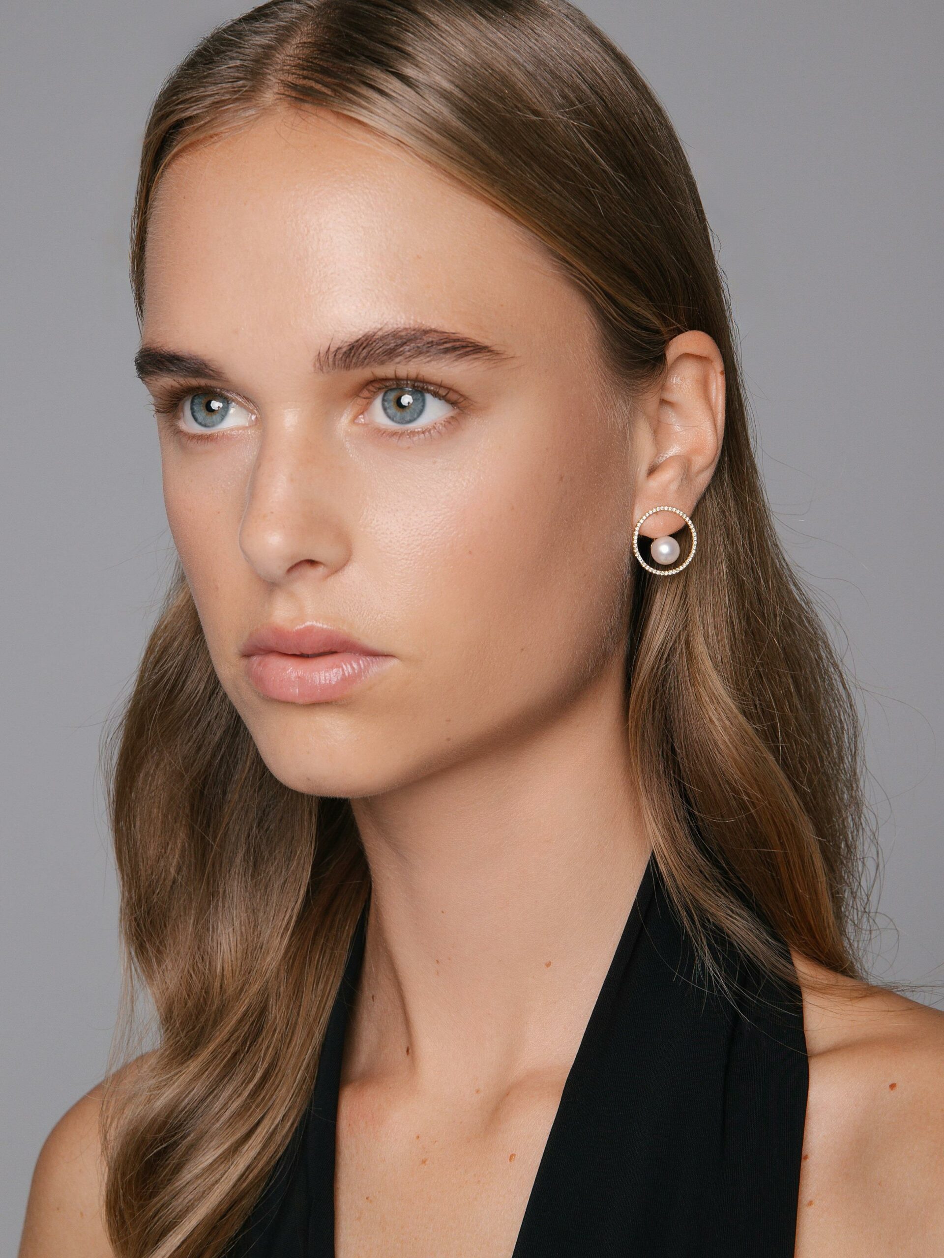 Ohrringe Diamanten Akoyaperlen 18K Gelbgold - Yana Nesper - AT37