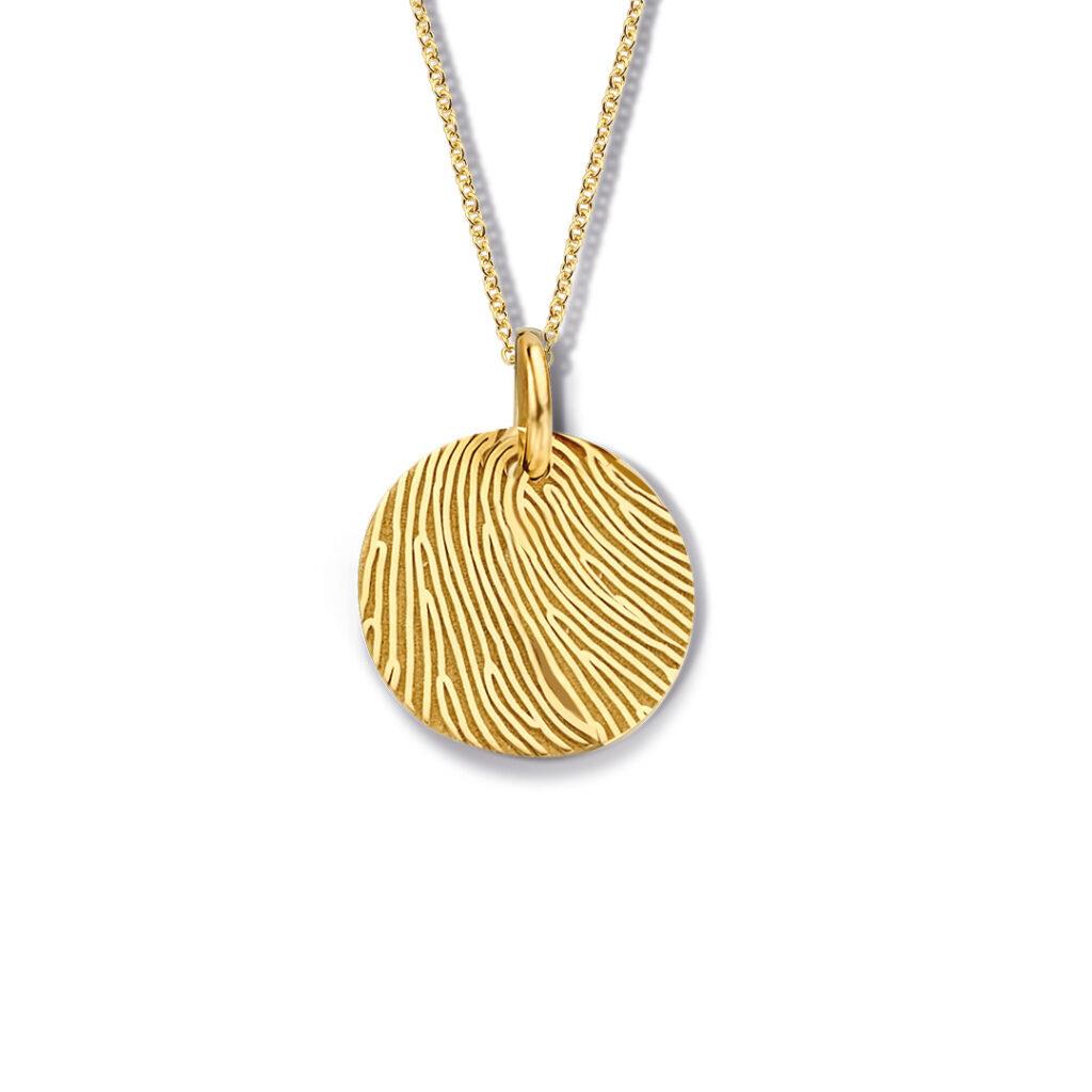 Anhänger 18k Gelbgold Scheibe mit Fingerabdruck - Minitials - 2-10MM-DN-yg-fp