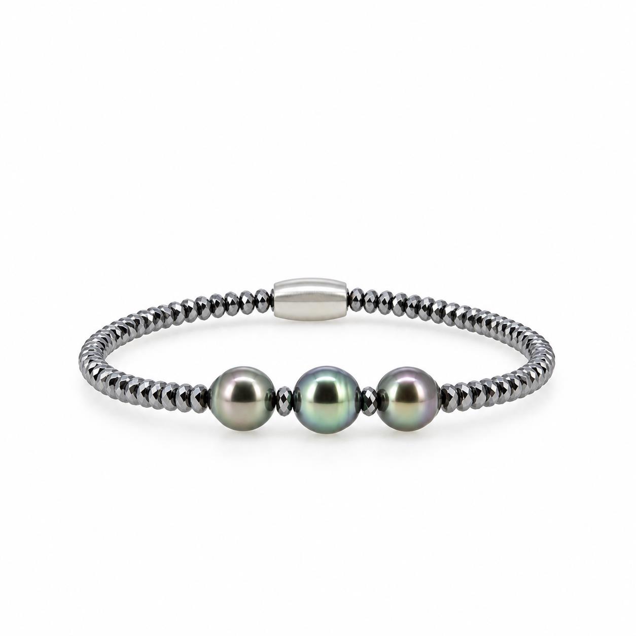 Armband Burotu Hämatin 3 Tahitiperlen circle - Monika Seitter - 526seit10-7