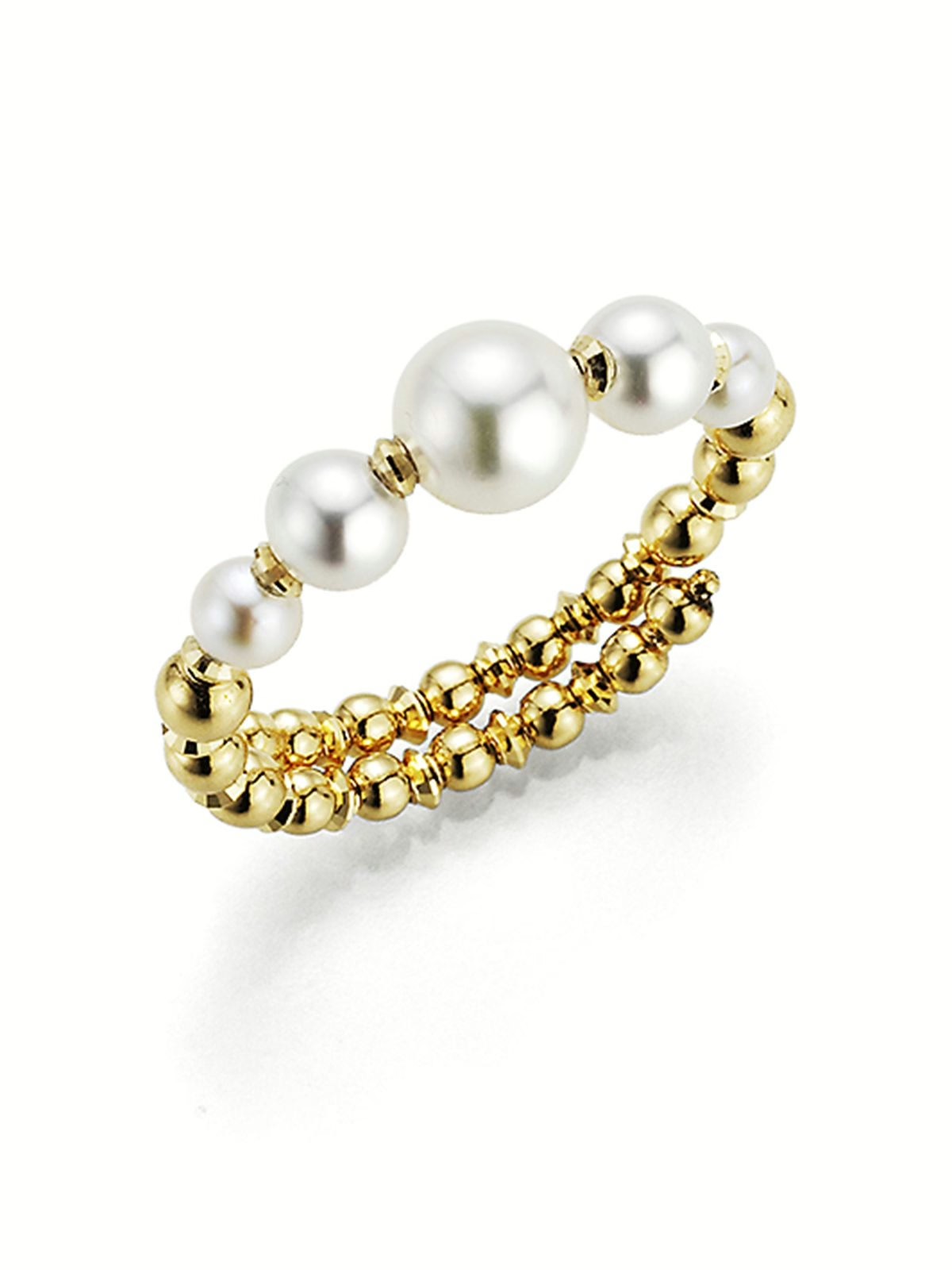 Ring 18K Gelbgold 5 Akoyaperlen 3,5 bis 5,5mm - Yana Nesper - CH1